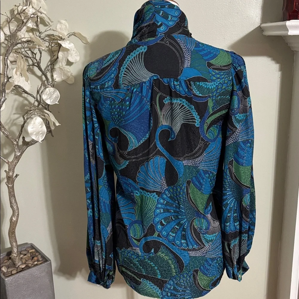 Chico's Blue and Green Vibrant Blouse